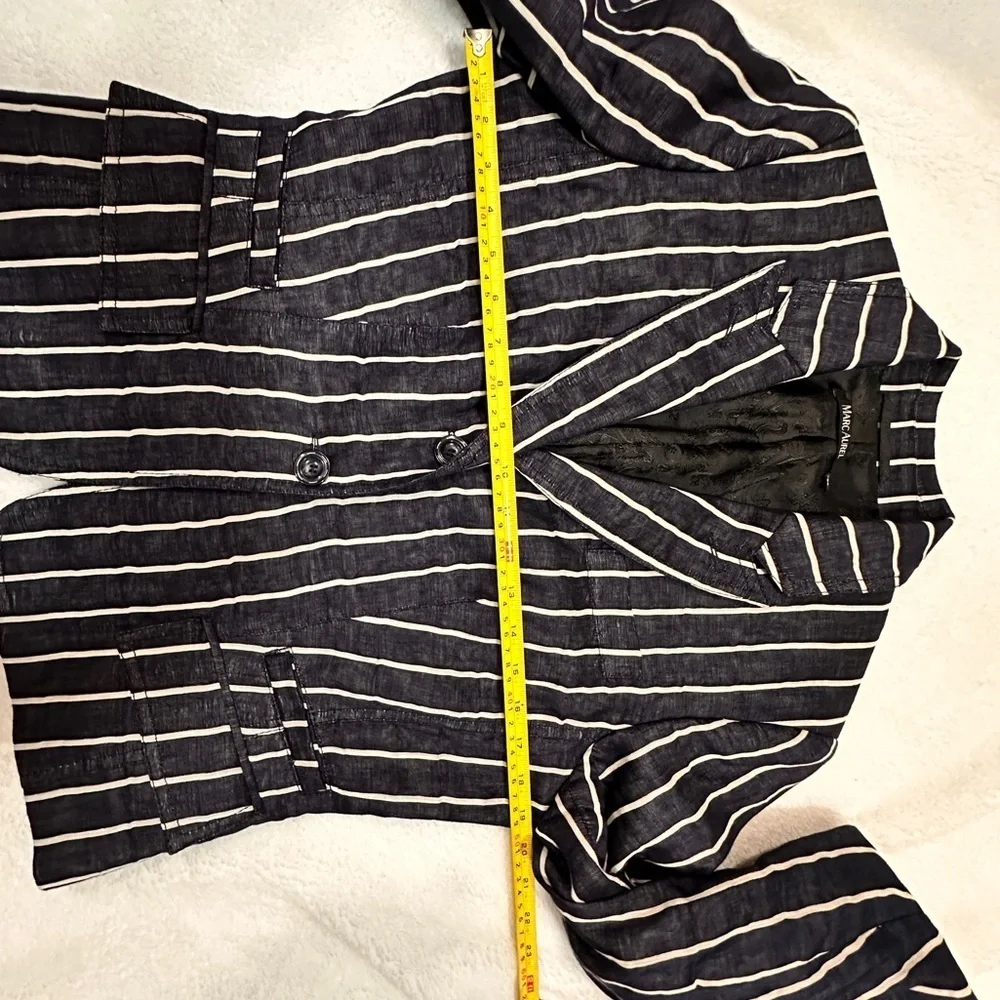 Striped Navy blue and White Women's Jacket - Picture 8 of 11